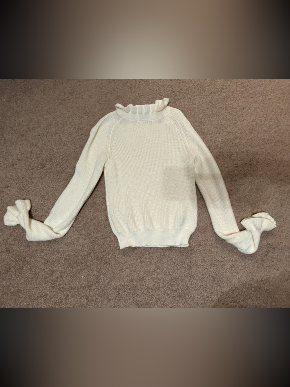 H&M Cream Ruffle Turtleneck Sweater size XS